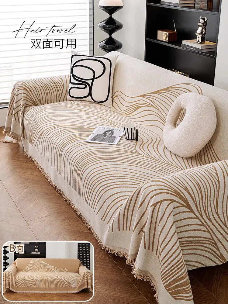 Abstract Wave Pattern Cat-Proof Sofa Cover Set